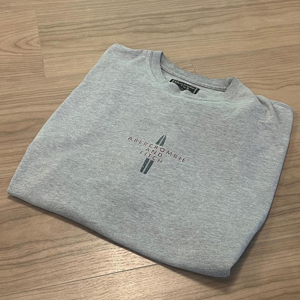 Vintage Y2K Abercrombie Fitch Surfboard Graphic Tee XL Boxy Grey